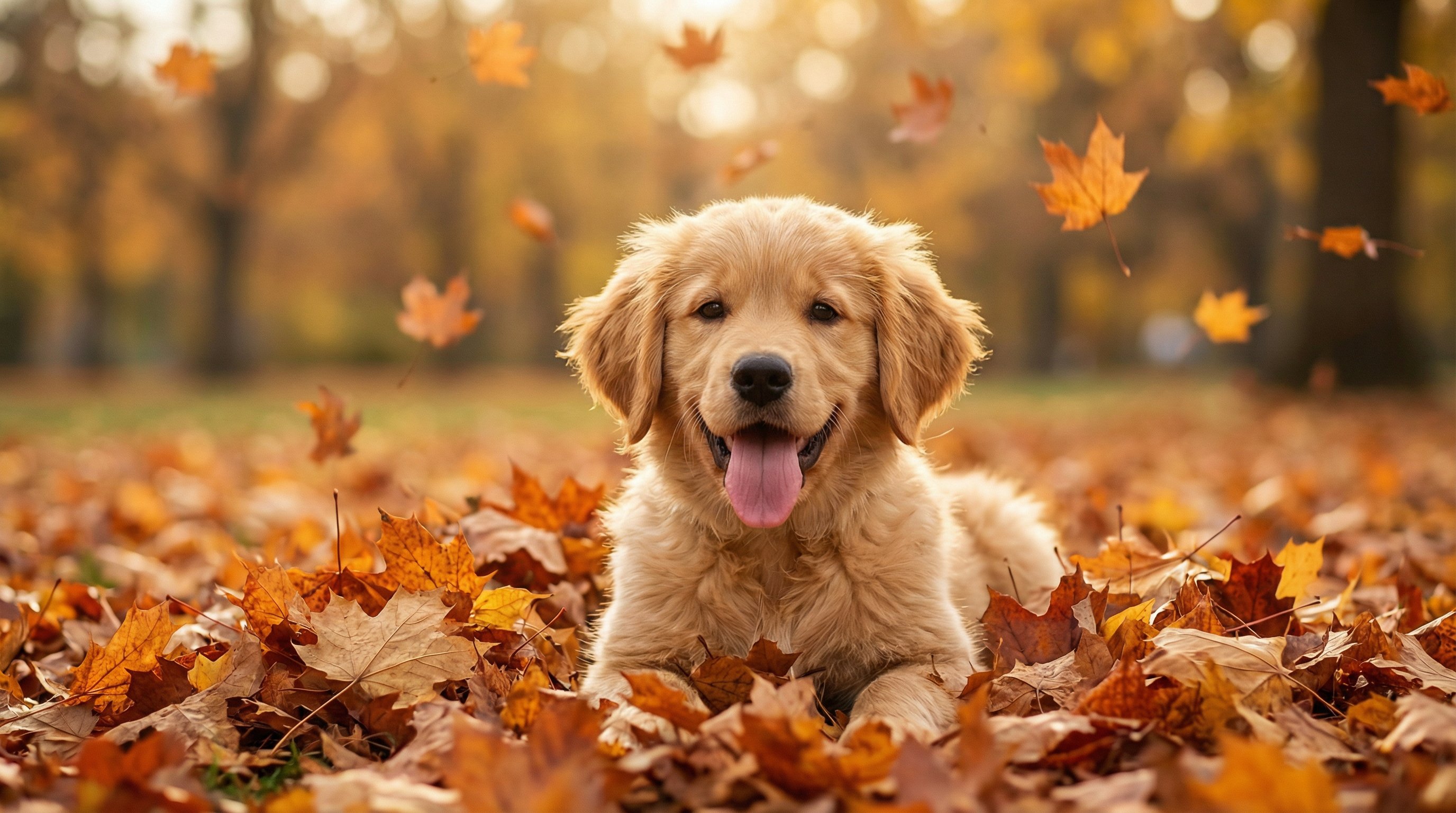 女团金毛幼犬秋日视频